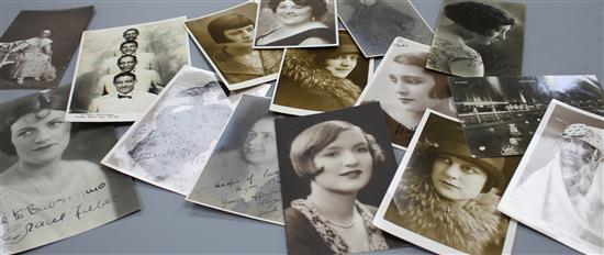 A collection of approximately forty autographed photographs and postcards of early 20th century entertainers including Gracie Fields,